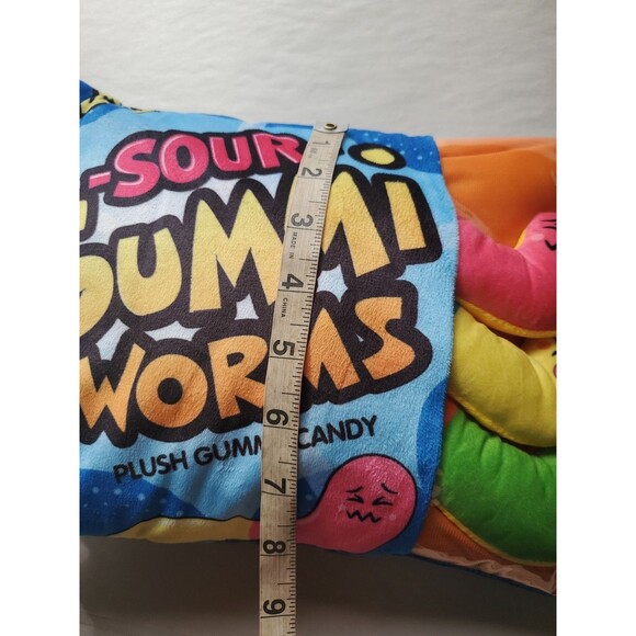 SOUR GUMMI WORMS Plush Gummy Candy 15 X 9 Pillow Collectible Toy Fun Foodie Gift - Picture 9 of 9
